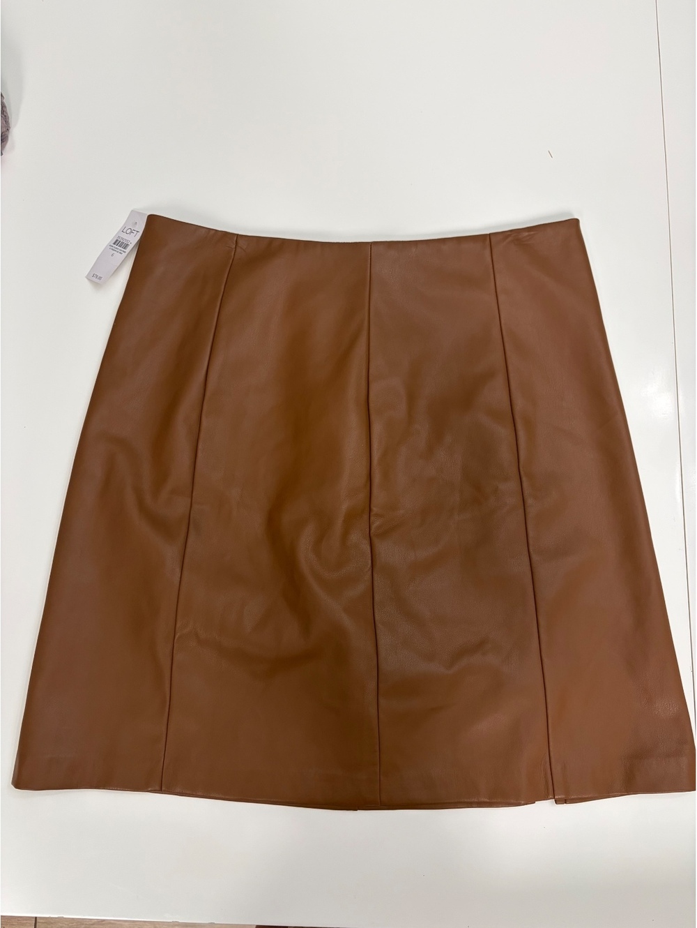 LOFT Women's Faux Leather Brown Mini Skirt, Size 6, New with Tags